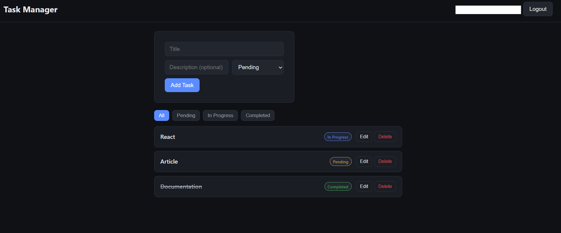 Kimi K2.7 outcome for the Task Management REST API implementation